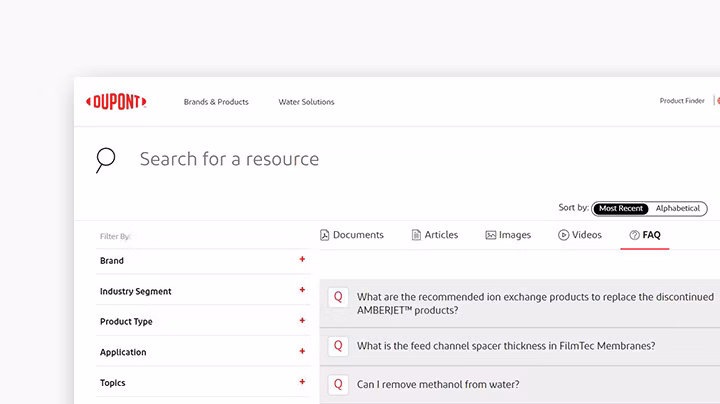 Screenshot of the FAQ section of the Resource Center